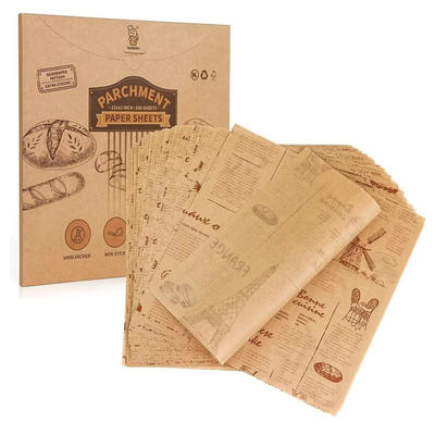 Greaseproof Printed Wax Sheets For Food Waxed Kraft Paper Sheets