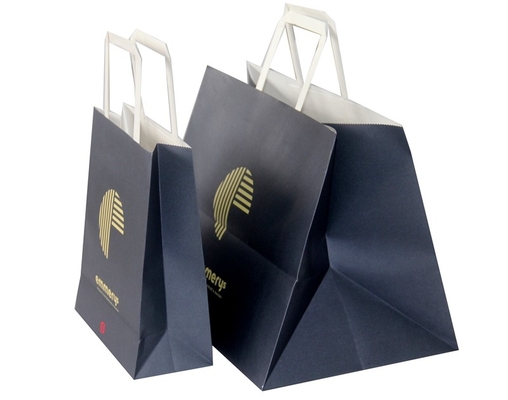 Customized Brown Paper Carrier Bags Craft Grocery Paper Bag With Handle