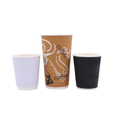 Ripple Wall Paper Coffee Cup ISO9001 Reusable For Hot Drink