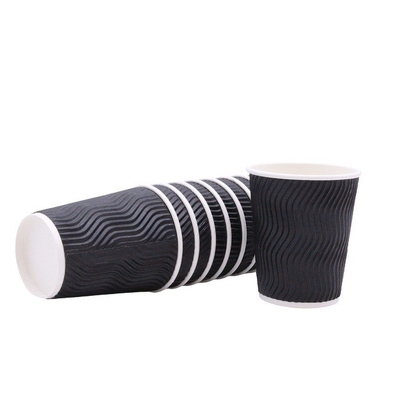 Insulated Disposable Cups For Hot Drinks Corrugated Ripple Wall Cups For Cold Drinks