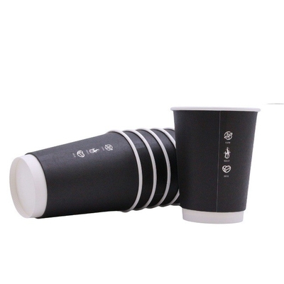 Black Paper Coffee Cup Eco Friendly Compostable For Hot Chocolate Drinks