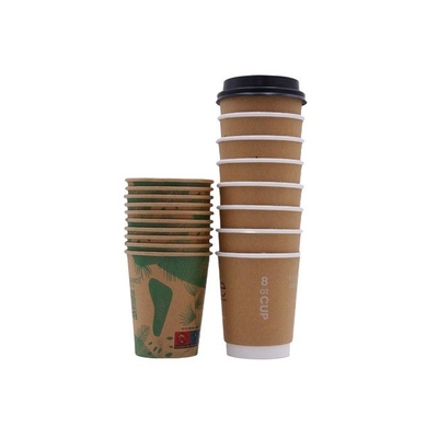 Kraft Recyclable Paper Cups Personalised Takeaway Coffee Cups OEM Brown Unbleached