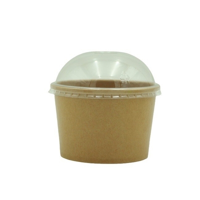 14oz Brown Ice Cream Paper Cup Biodegradable OEM With Dome Lid
