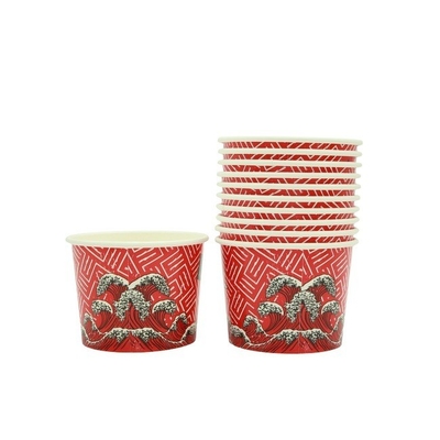 14oz Brown Ice Cream Paper Cup Biodegradable OEM With Dome Lid