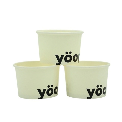 White Ice Cream Paper Cup OEM Leak Resistant 6oz 8oz 10oz With Lid