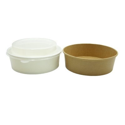 Double Coated Disposable Paper Bowl 1500ml Take Out Packaging With Kraft Paper