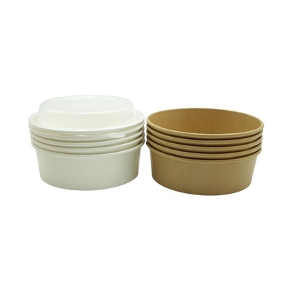 Double Coated Disposable Paper Bowl 1500ml Take Out Packaging With Kraft Paper