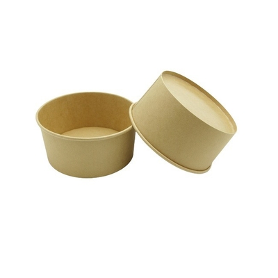 1800ml Disposable Paper Bowl Waterproof White Kraft Salad Bowl With Lid