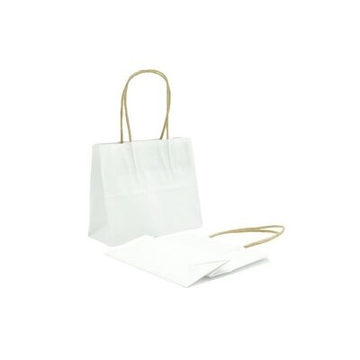  White Kraft Paper Gift Bags with Handles for Small Business Retail Grocery Wedding Birthday Party favor
