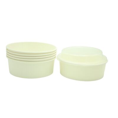 20Oz Customized White or Brown Disposable Soup Bowls Paper Soup Containers with Lids for Dessert Yogurt Ice Cream