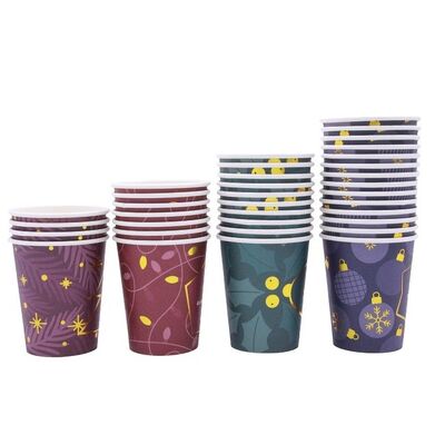 Disposable Coffee Cups 8 oz Paper Coffee Cups with Gold Foil Printing for Hot & Cold Beverages