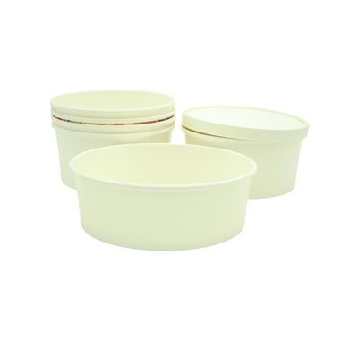 10oz Disposable Dessert Bowls for Sundae Frozen Yogurt Soup Lids Not Included Paper Snack Containers