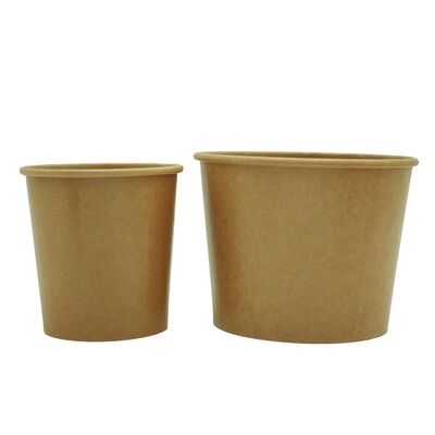 Kraft Soup Bowls Kraft Disposable Food Cups with Lid Brown Containers Soup Cups Great for Restaurants Take-Outs