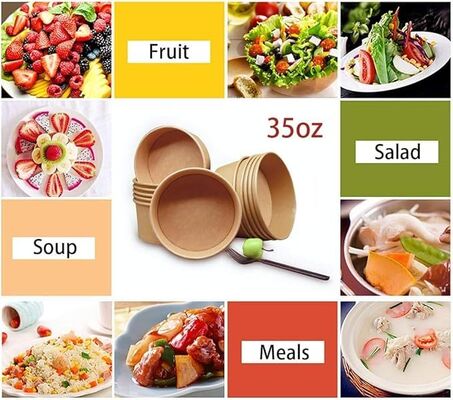 1100ML 35OZ Large Paper Bowls Disposable Salad Bowls Party Supplies for Hot Cold Food Soup