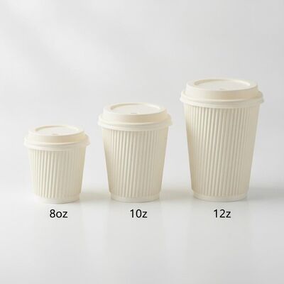 Double Wall Hollow Structure Paper Cup Leak Proof Lid Food Grade PE Coated 8oz 10oz 12oz