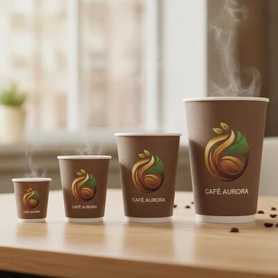 Custom Logo Printed Paper Coffee Cup Full Color HD Branding Hot Drink 4oz 8oz 12oz 16oz 20oz