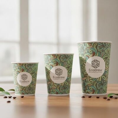 360 Degree Full Wrap Printed Paper Cup Custom Logo Biodegradable Coffee 8oz 12oz 16oz