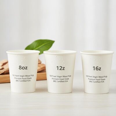 100 Percent Virgin Wood Pulp Paper Cup Premium Food Grade BRC Certified FDA 8oz 12oz 16oz