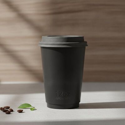 Fully Degradable Matte Black PLA Coffee Cup Biodegradable Eco Friendly -10C to 100C 12oz