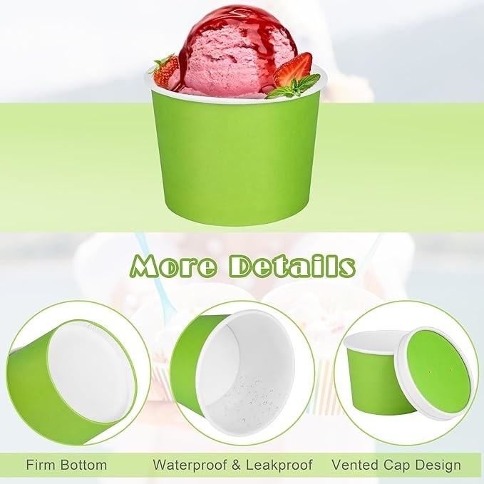 Eco Friendly Sturdy 12oz Ice Cream Cups Paper Ice Cream Pots