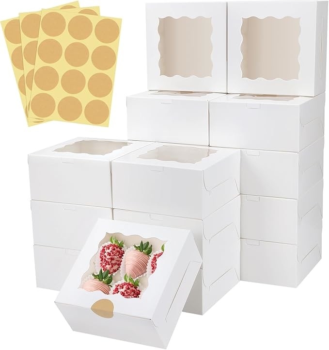 Square Custom Bakery Boxes Personalized Cake Boxes Durable Cardboard With Window