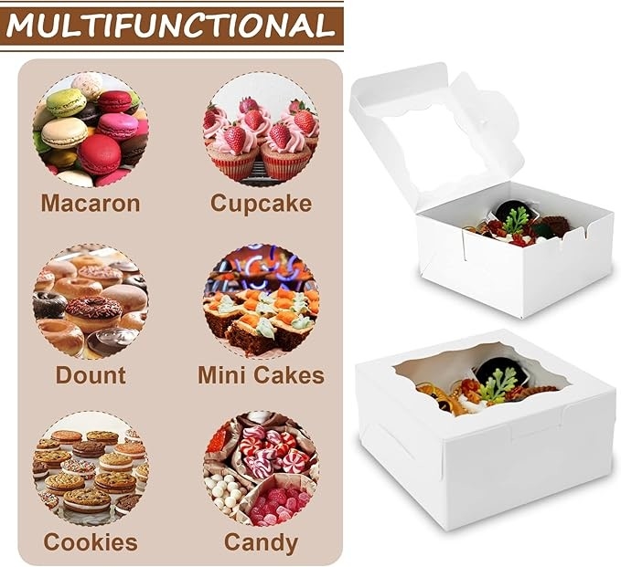 Square Custom Bakery Boxes Personalized Cake Boxes Durable Cardboard With Window