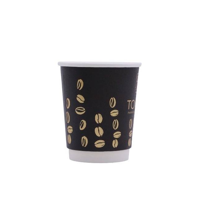 Black Paper Coffee Cup Eco Friendly Compostable For Hot Chocolate Drinks