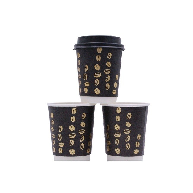 Black Paper Coffee Cup Eco Friendly Compostable For Hot Chocolate Drinks