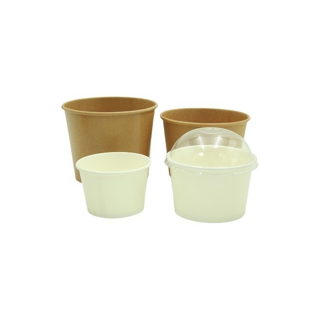 White Ice Cream Paper Cup OEM Leak Resistant 6oz 8oz 10oz With Lid