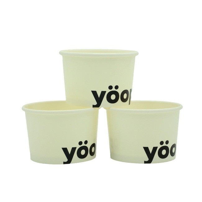 White Ice Cream Paper Cup OEM Leak Resistant 6oz 8oz 10oz With Lid