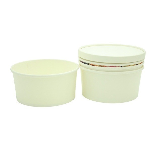 Waterproof  Disposable Paper Bowl Durable 1500ml With Lid OEM