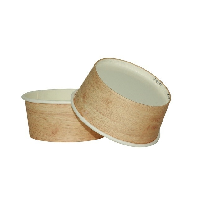 25 OZ Paper Soup Cup Kraft Round Paper Salad Bowls With Clear Lids