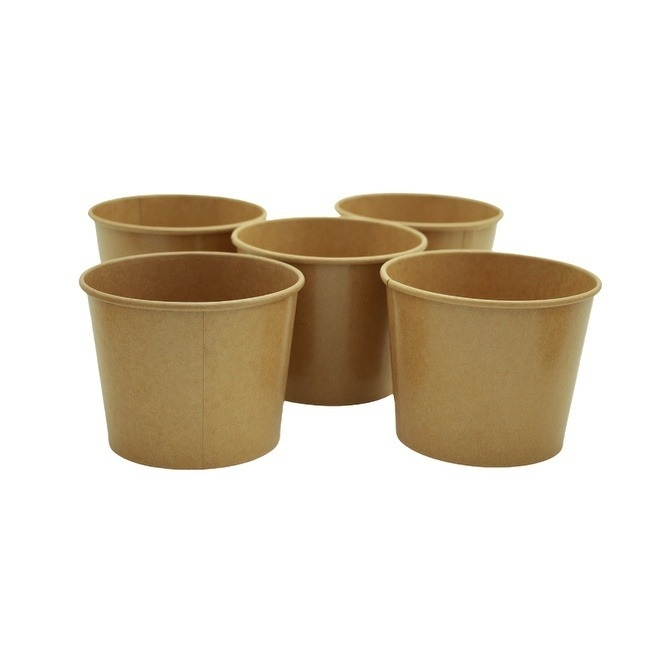 Brown Biodegradable Soup Cups 12 Oz Paper Food Container For Christmas Thanksgiving
