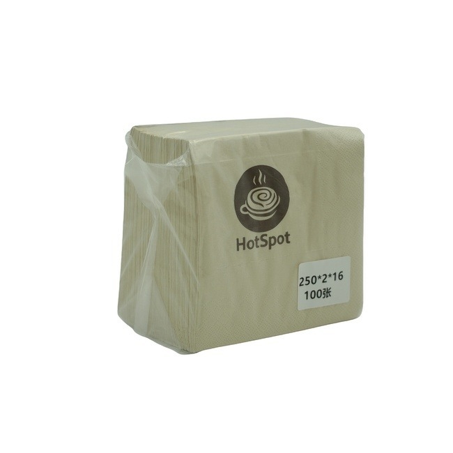 Unbleached Kraft Printed Paper Napkin Eco Conscious Disposable Kitchen Tissue