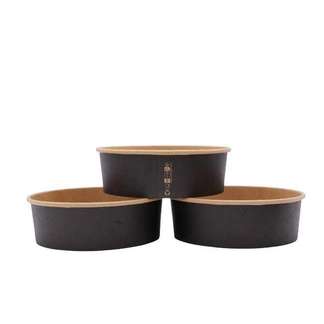 Black Heavy Duty Paper Bowls for Ice Cream, Hot Soup, Salad, Dessert, Cereals, Food 32 oz Extra Large Paper Bowls Leak Proof Disposable Hot Soup Bowls Bulk Large Salads Bowls