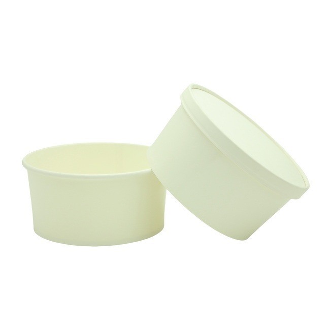   White Paper Ice Cream Cups Disposable Dessert Bowls 20 Ounce for Hot or Cold Food, Sundae, Frozen Yogurt, Soup