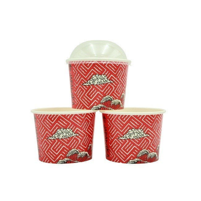 Customized New Deisgn Premium Paper Ice Cream Cups with Dome Lids Disposable Dessert cups for Hot and Cold Food