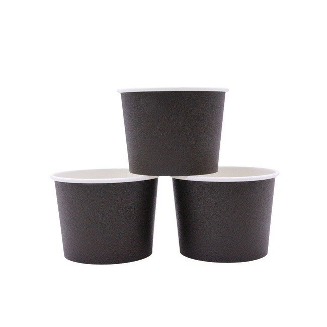 16oz Disposable Dessert Bowls, Ideal for Hot or Cold Food, Party Supplies Treat Cups for Sundae, Frozen Yogurt, Soup, Black Customized
