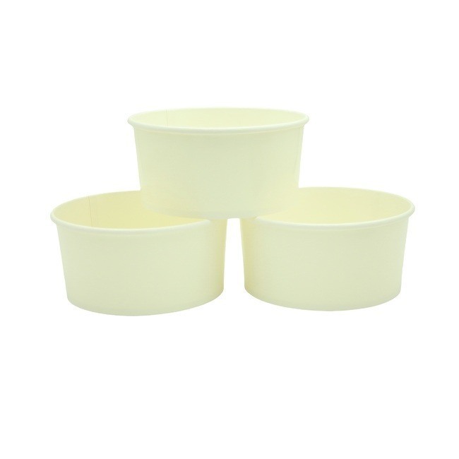 8OZ To-Go Lunch White Kraft Paper Soup Cups with Lids Compostable Paper Food Cup with Vented Lid, Disposable Ice Cream Cup, Great For Restaurants, Take Outs