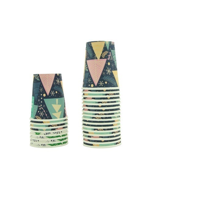 Paper Cups for Kids, Small Disposable Cups with Snowman and Snowflake Design Snack Cups for Holiday Party, Bathroom, Winter Celebration