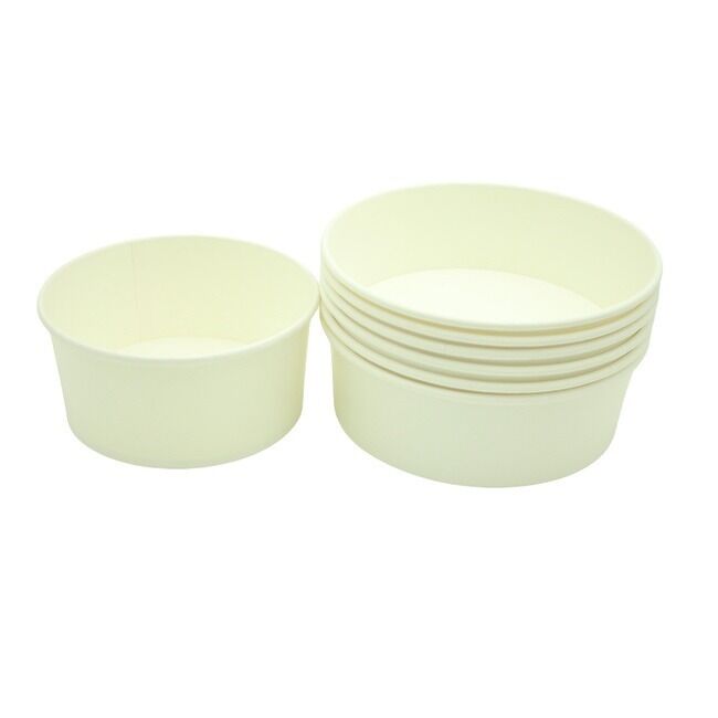  White 250ml 8oz Paper Soup Containers with Lids for Ice Cream Bowls Food Storage
