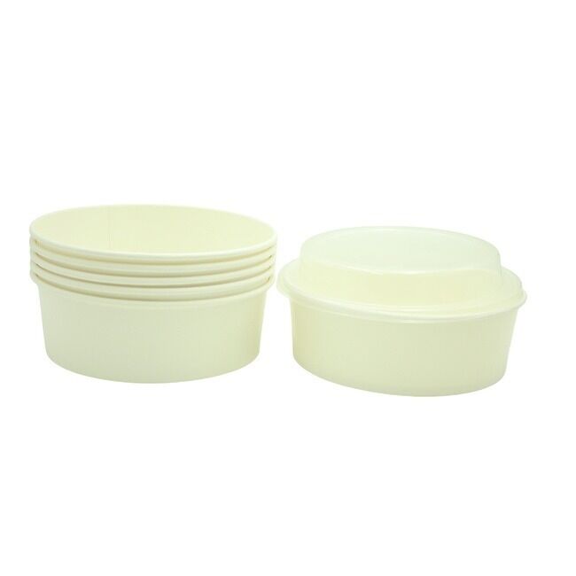 20Oz Customized White or Brown Disposable Soup Bowls Paper Soup Containers with Lids for Dessert Yogurt Ice Cream
