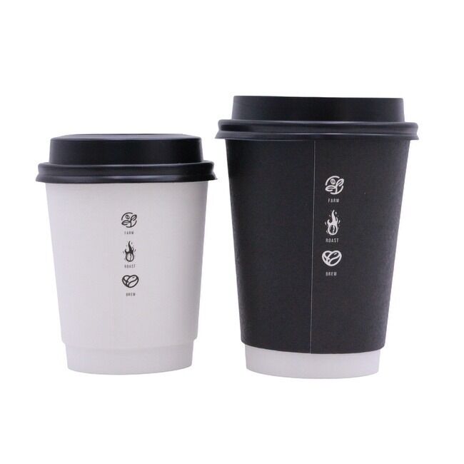 10 oz Disposable Black Paper Coffee Cup Hot/Cold Beverage Drinking Cups