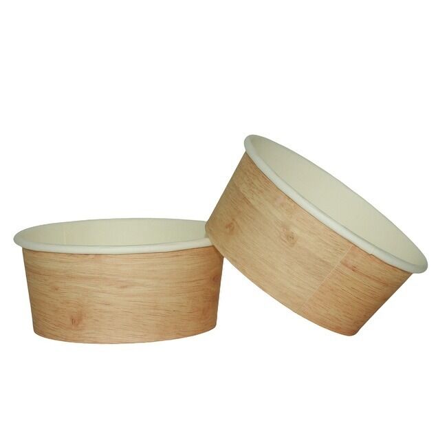 12oz Brown Disposable Dessert Bowls with Lids for Hot or Cold Food Paper Snack Containers for Frozen Yogurt Soup