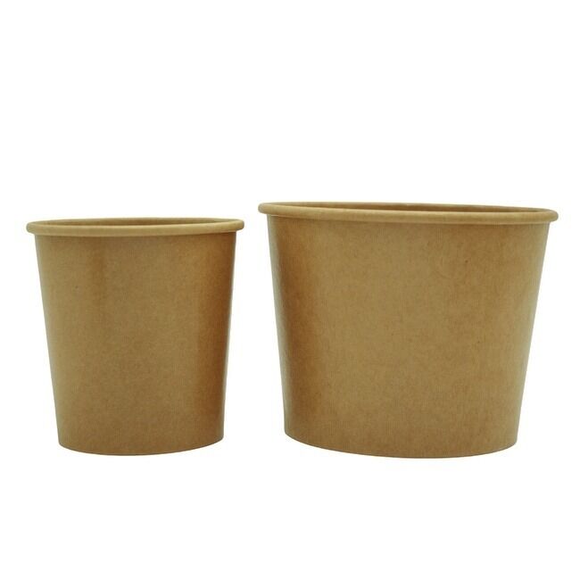 Kraft Soup Bowls Kraft Disposable Food Cups with Lid Brown Containers Soup Cups Great for Restaurants Take-Outs