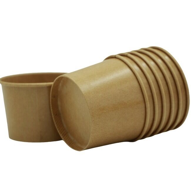 Kraft Soup Bowls Kraft Disposable Food Cups with Lid Brown Containers Soup Cups Great for Restaurants Take-Outs