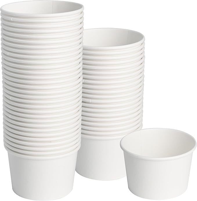 White Paper Ice Cream Cups 8oz Disposable Dessert Bowls for Hot or Cold Food Lids Not Included Paper Snack Containers for Sundae Frozen Yogurt Soup