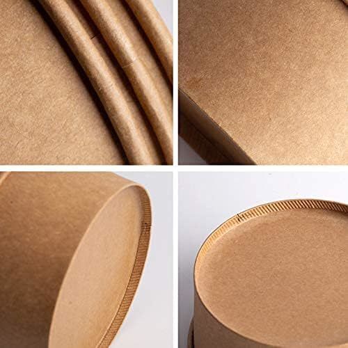 OEM Customized Kraft Paper Bowls with Lids Disposable Soup Salad Bowls Party Supplies to Go Food Container for Party Dessert Ice Cream Yogurt