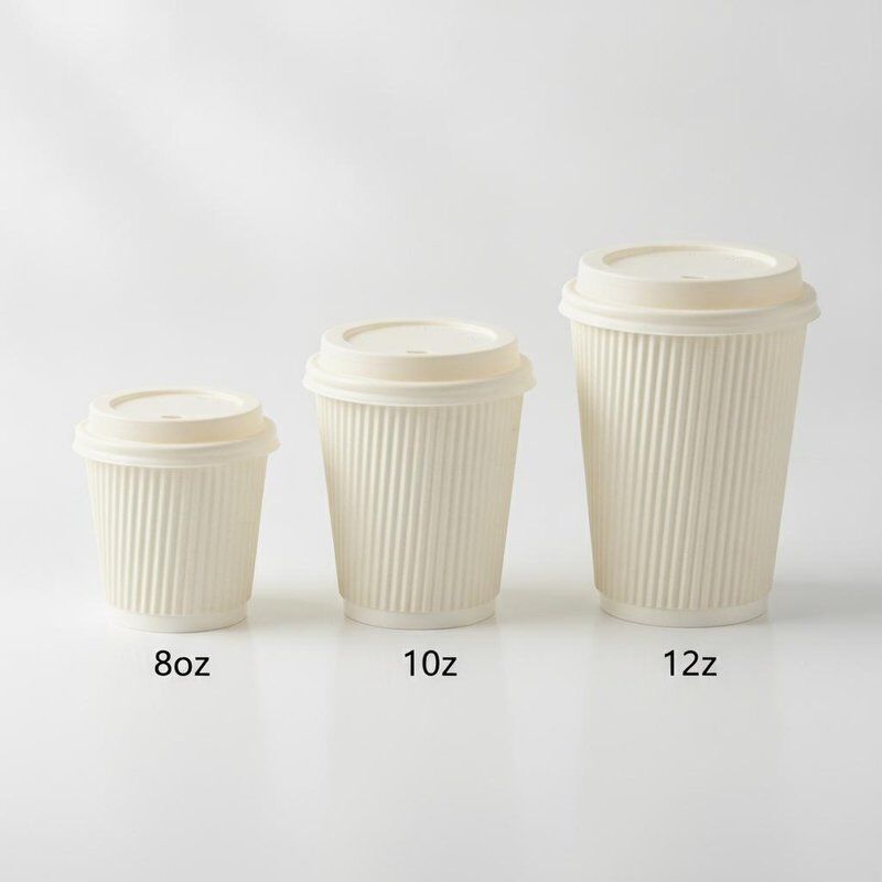 Double Wall Hollow Structure Paper Cup Leak Proof Lid Food Grade PE Coated 8oz 10oz 12oz