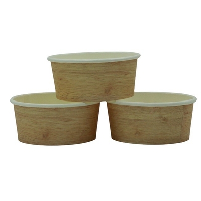 Tazas de sopa de papel de 25 OZ, cuencos redondos de ensalada de papel Kraft con tapas transparentes